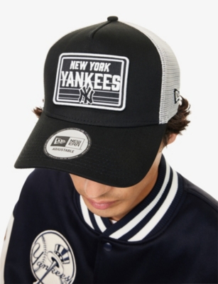 New Era Mens Black 9forty New York Yankees Mlb Patch A-frame Cotton Trucker Cap