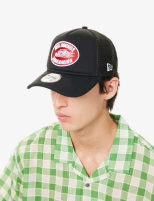 New Era Mens Black 9forty Graphic Patch A-frame Stretch-woven Trucker Cap