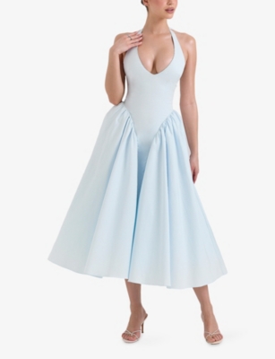 HOUSE OF CB: Marilyn Halter Stretch-Cotton Midi Dress