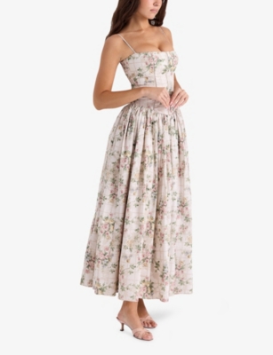 HOUSE OF CB: Ysabella Floral-Print Stretch-Cotton Midi Dress