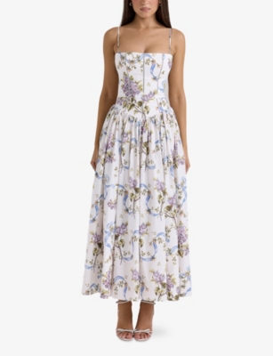 Ysabella Floral-Print Stretch-Cotton Midi Dress