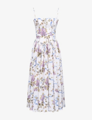 Ysabella Floral-Print Stretch-Cotton Midi Dress