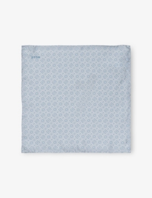 ETON: Geometric Medallion-Pattern Silk Pocket Square