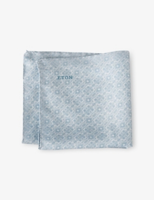 ETON: Geometric Medallion-Pattern Silk Pocket Square