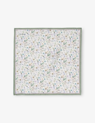 ETON: Floral-Pattern Linen Pocket Square