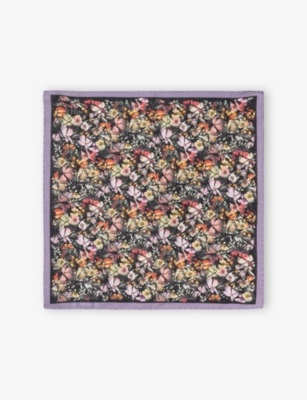 ETON: Floral-Print Linen Pocket Square