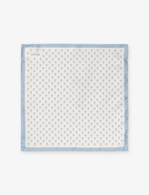 ETON: Palm Tree-Pattern Silk Pocket Square