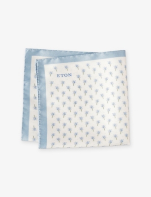 ETON: Palm Tree-Pattern Silk Pocket Square