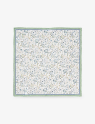 ETON: Paisley-Pattern Linen Pocket Square