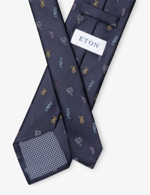 ETON: Tropical-Pattern Silk Tie