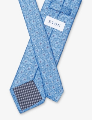 ETON: Geometric Floral-Pattern Silk Tie