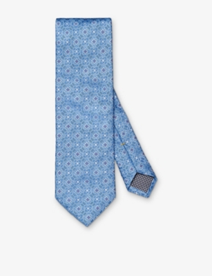 ETON: Geometric Floral-Pattern Silk Tie
