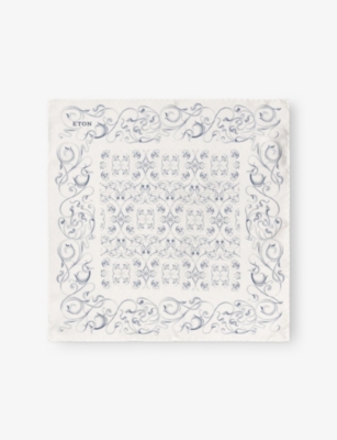 ETON: Watercolour Floral-Pattern Silk Pocket Square