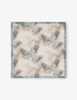 ETON: Palm-Pattern Linen Pocket Square