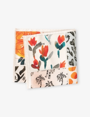 ETON: Watercolour Mixed-Pattern Cotton Pocket Square