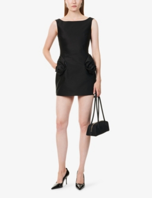 MAGDA BUTRYM: Flower-Embellished Flared Cotton Mini Dress