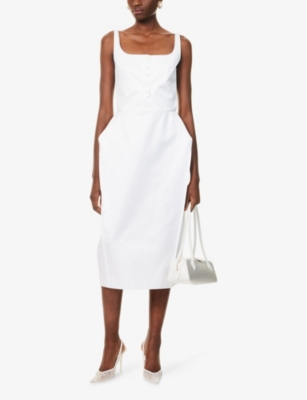 Magda Butrym Womens White Sleeveless Button-front Cotton Midi Dress In White