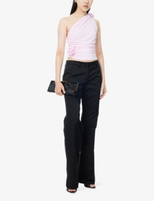 Magda Butrym Womens Black Relaxed-fit Straight-leg Cotton And Silk Trousers In Black