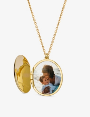 Astley Clarke Womens Luna Light Oval Locket 18ct Yellow-gold Vermeil Plated 925 Sterling Silver And Sapphire Neckl