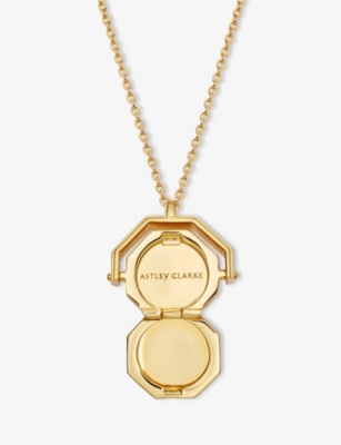 Astley Clarke Womens Celstial Sunrise Spinner 18ct Yellow Gold Vermeil Locket Necklac In Gold