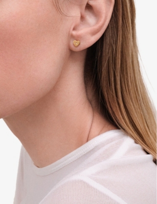 ASTLEY CLARKE: Biography Heart 18ct Yellow Gold Vermeil Stud Earrings
