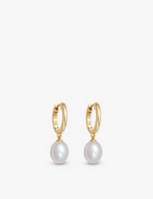 Astley Clarke Womens Gold Celestial 18ct Yellow Gold Vermeil And Pearl Drop Earrings