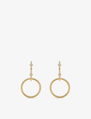 Astley Clarke Womens Luna Light Front Facing 18ct Yellow Gold Vermeil And Sapphire Hoop Earrings