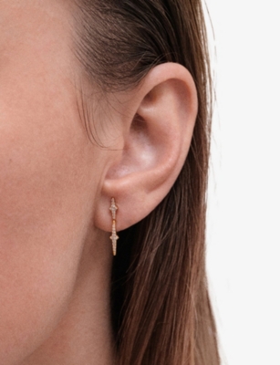 ASTLEY CLARKE WOMENS LUNA LIGHT DROP 18CT YELLOW-GOLD VERMEIL PLATED 925 STERLING SILVER AND SAPPHIRE STUD EARRING 