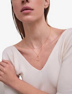 ASTLEY CLARKE: Luna Light Spinning Orb 18ct Yellow Gold Vermeil And Sapphire Necklace