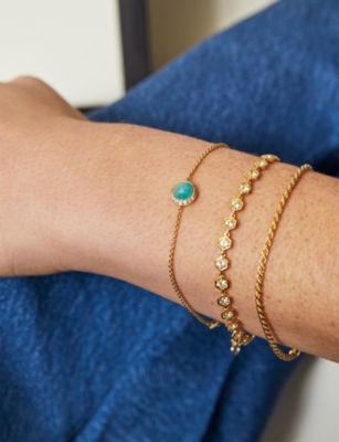 Astley Clarke Womens Art Decor 18ct Yellow-gold Vermeil And Sapphire Tennis Bracelet