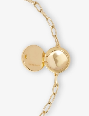 ASTLEY CLARKE WOMENS POLARIS 18CT YELLOW GOLD VERMEIL AND MALACHITE LOCKET BRACELET 