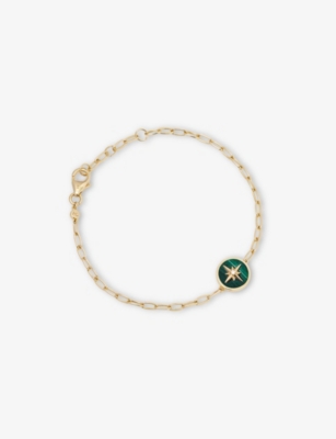 Astley Clarke Womens Polaris 18ct Yellow Gold Vermeil And Malachite Locket Bracelet