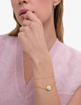 ASTLEY CLARKE WOMENS POLARIS 18CT YELLOW GOLD VERMEIL AND MOTHER-OF-PEARL LOCKET BRACELET 