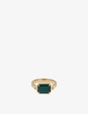 Astley Clarke Womens Deco 18ct Yellow Gold Vermeil, Lapis And Malachite Ring In Gold