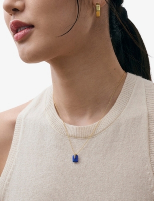 Astley Clarke Womens Deco 18ct Yellow Gold Vermeil, Sapphire And Lapis Pendant Necklac