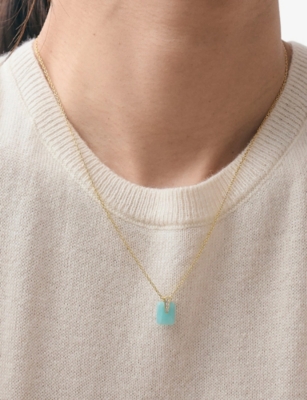 Astley Clarke Womens Deco 18ct Yellow Gold Vermeil, Sapphire And Amazonite Pendant Necklac