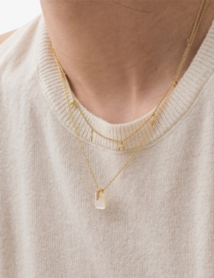 ASTLEY CLARKE: Deco 18ct Yellow Gold Vermeil, Sapphire And Mother-Of-Pearl Pendant Necklace