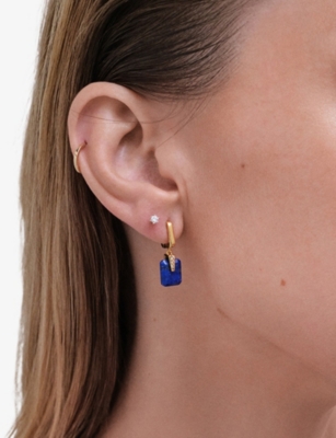 ASTLEY CLARKE: Deco 18ct Yellow Gold Vermeil, Lapis And Sapphire Drop Earrings