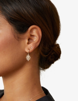 ASTLEY CLARKE WOMENS ATOMIC 14CT YELLOW-GOLD AND 0.44CT LAB-GROWN DIAMOND DROP EARRINGS 