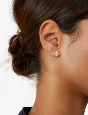 ASTLEY CLARKE: Atomic 14ct Yellow-Gold And 0.2ct Lab-Grown Diamond Stud Earrings