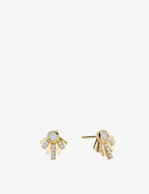 Astley Clarke Womens Atomic 14ct Yellow-gold And 0.2ct Lab-grown Diamond Stud Earrings