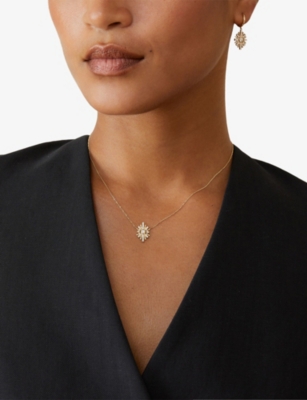 Astley Clarke Womens Atomic 14ct Yellow-gold And 0.254ct Lab-grown Diamond Drop Pendant Necklac