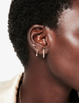 ASTLEY CLARKE: Triple 14ct Yellow-Gold And 0.14ct Lab-Grown Diamond Stud Earrings