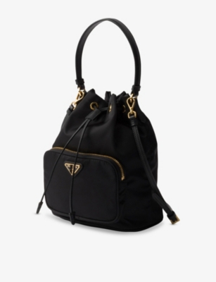 Prada Black Duet Re-nylon Brand-plaque Recycled-polyamide Bucket Bag