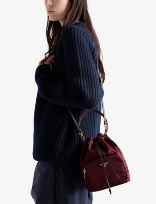 Prada Womens Burgundy Duet Re-nylon Bucket Bag In Burgundy