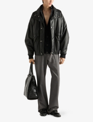 PRADA: Oversized Padded Leather Bomber Jacket