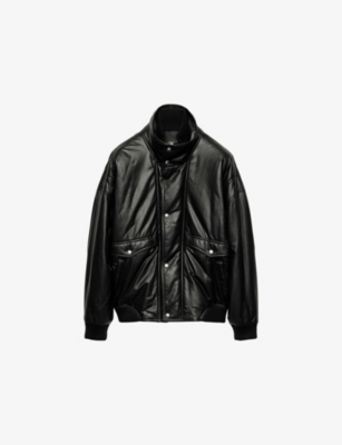 PRADA: Oversized Padded Leather Bomber Jacket