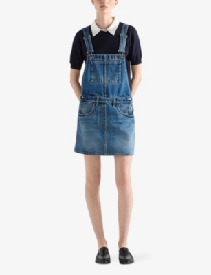 PRADA: Bib Overall Denim Mini Dress