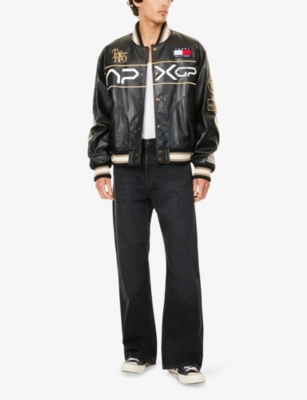 TOMMY HILFIGER: The APXGP Collection Boxy-Fit Faux-Leather Varsity Jacket