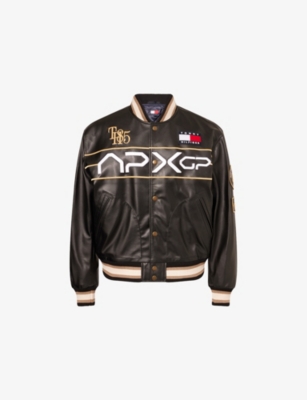 TOMMY HILFIGER: The APXGP Collection Boxy-Fit Faux-Leather Varsity Jacket